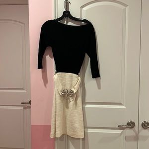 Tory Burch half tweed knee length dress with belt